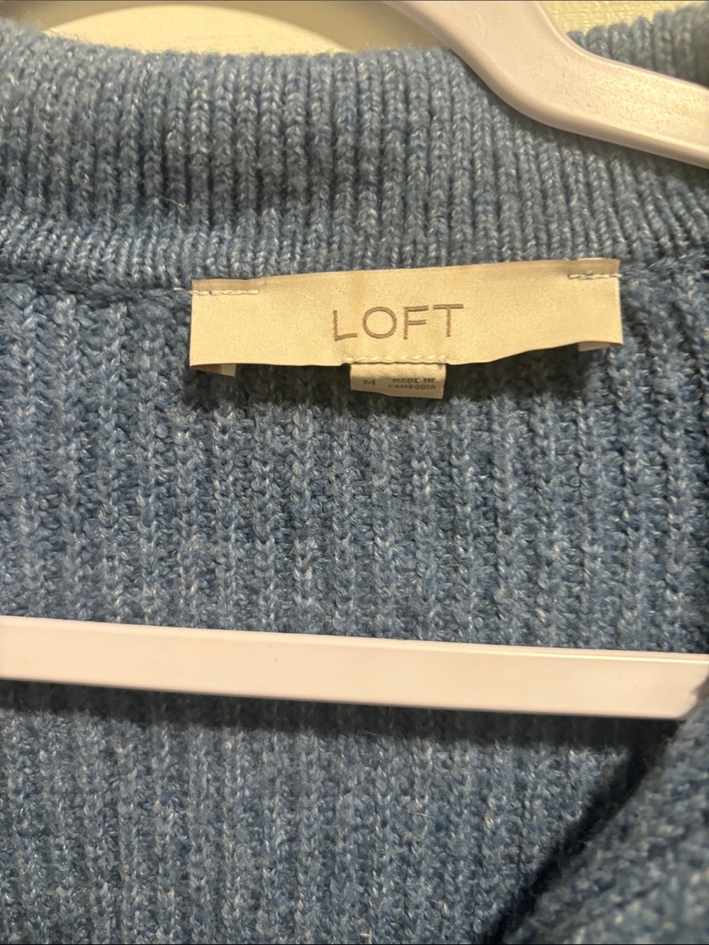 LOFT Light Blue Ribbed Collared Pullover Sweater - Picture 2 of 2